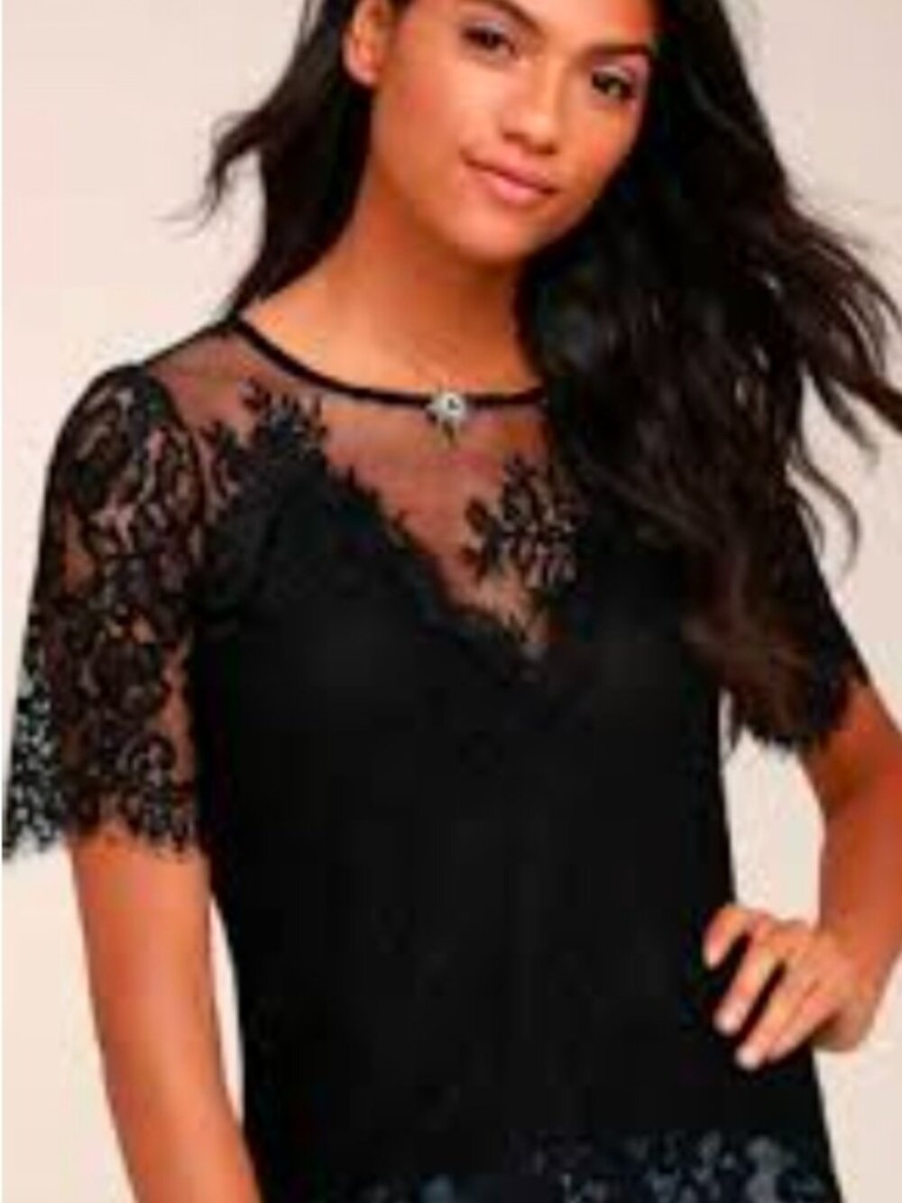 Lulus sheer black lace top